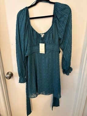 Allison + Kelly Teal Textured Long Sleeve Mini Dress